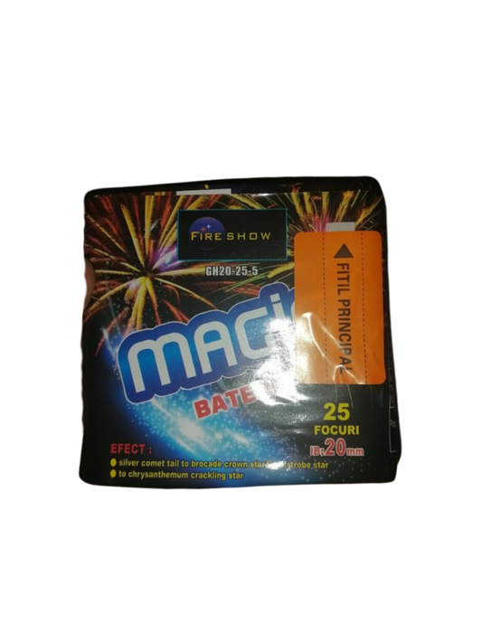 Bateria de artificii Magic Battery – 25 de focuri, calibru 25 mm