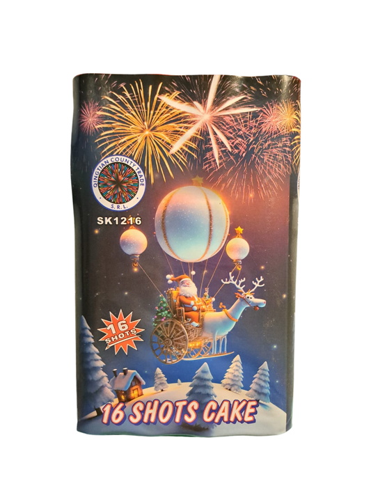Baterie de Artificii 16 Shots Cake – Calibru 30 mm, Efecte Puternice și Clare