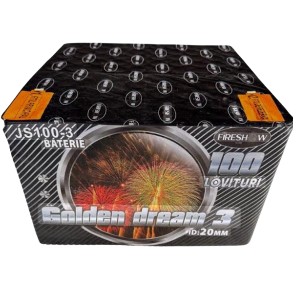 Bateria de Artificii Golden Dream 3 – 100 Focuri, Calibru 20 mm